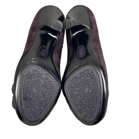Sofft Purple Suede 3" Heels Leather Purple Suede Flower Von Maur Sz 6.5 - Picture 9 of 10